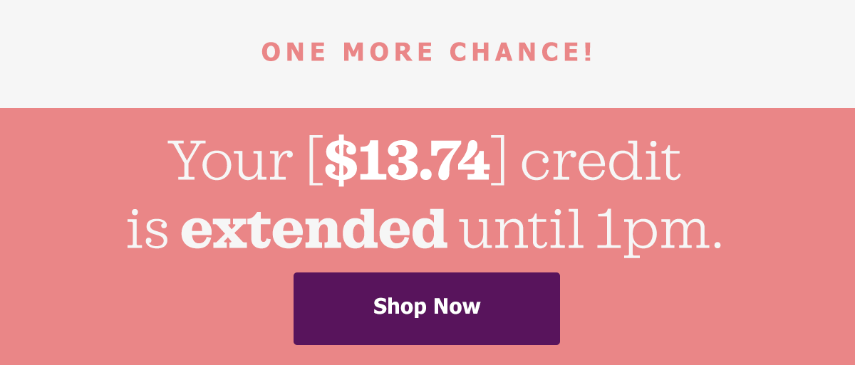 Your [$13.74] Credit is Extended until 1PM »